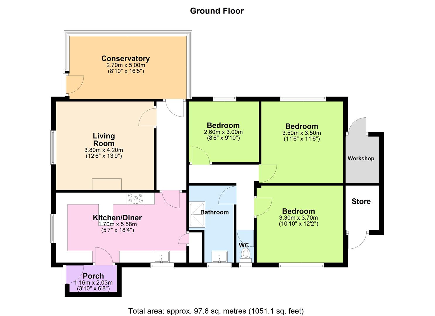 Mid Bank Bungalow, Angel Bank, Ludlow floorplan