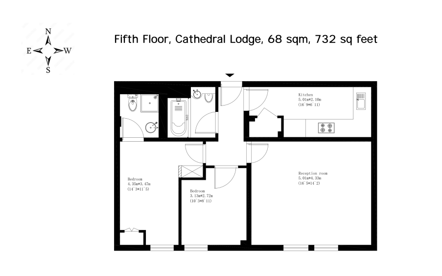 35, Cathedral Lodge, Barbican floorplan
