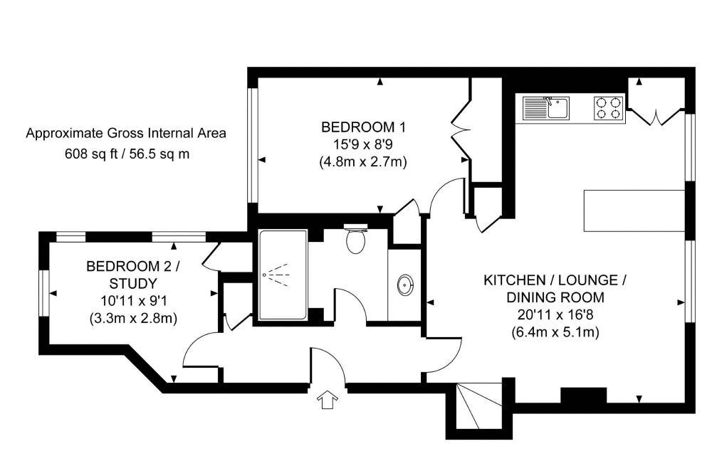 Flat 1, 5-6, Bishopsmead Parade, East Horsley floorplan