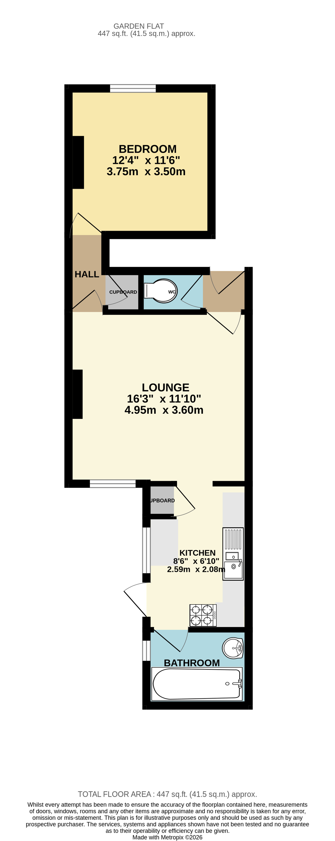 Garden Flat, 50, Brighton Road, Bristol floorplan