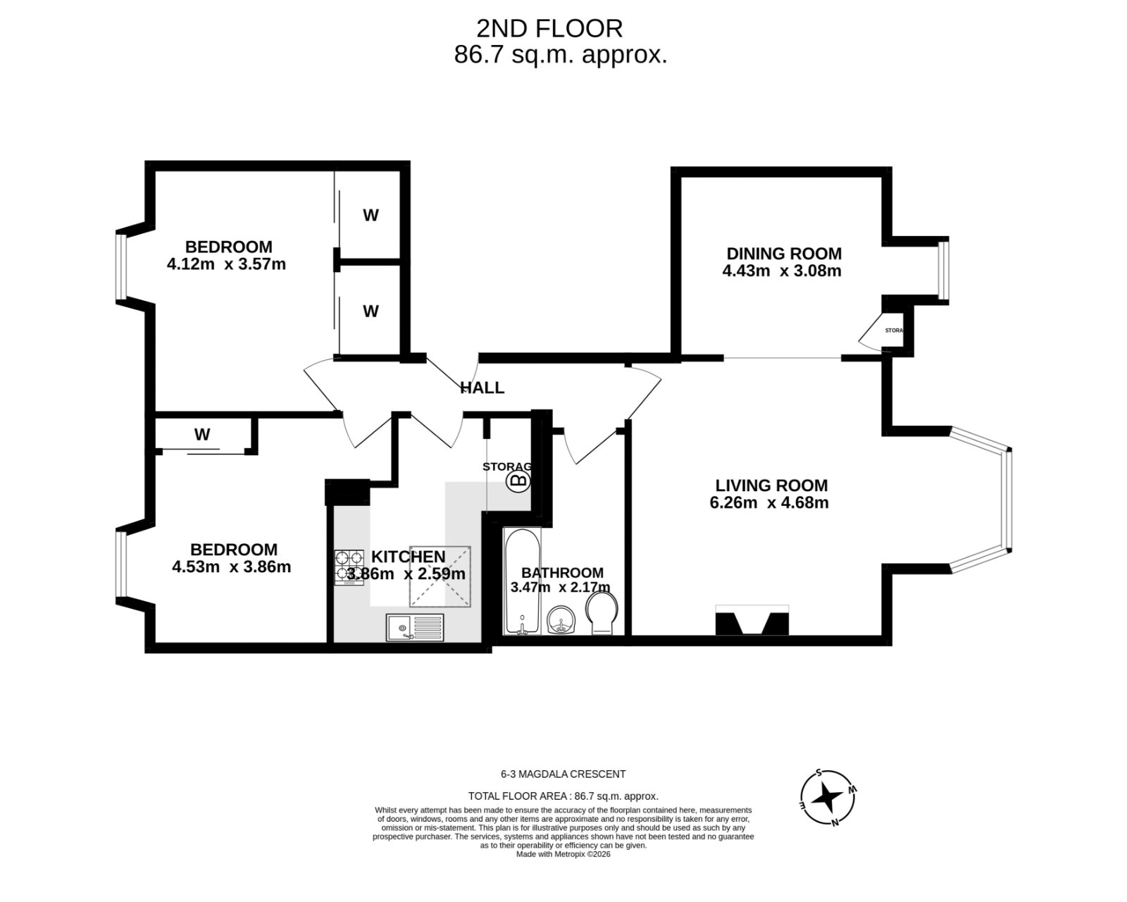 6/3 Magdala Crescent, Edinburgh floorplan