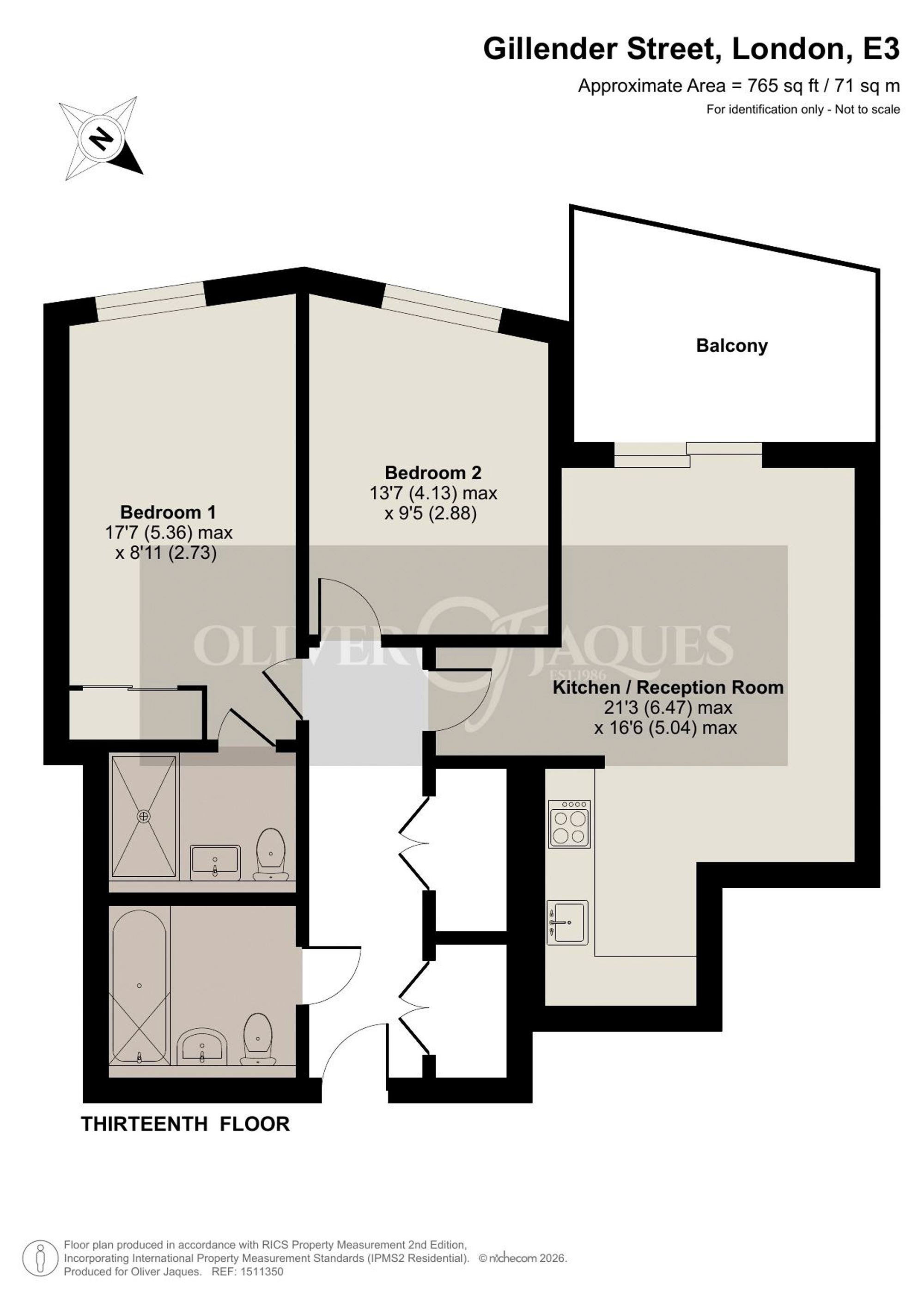 Apt 1306, Lock Apartments, London floorplan