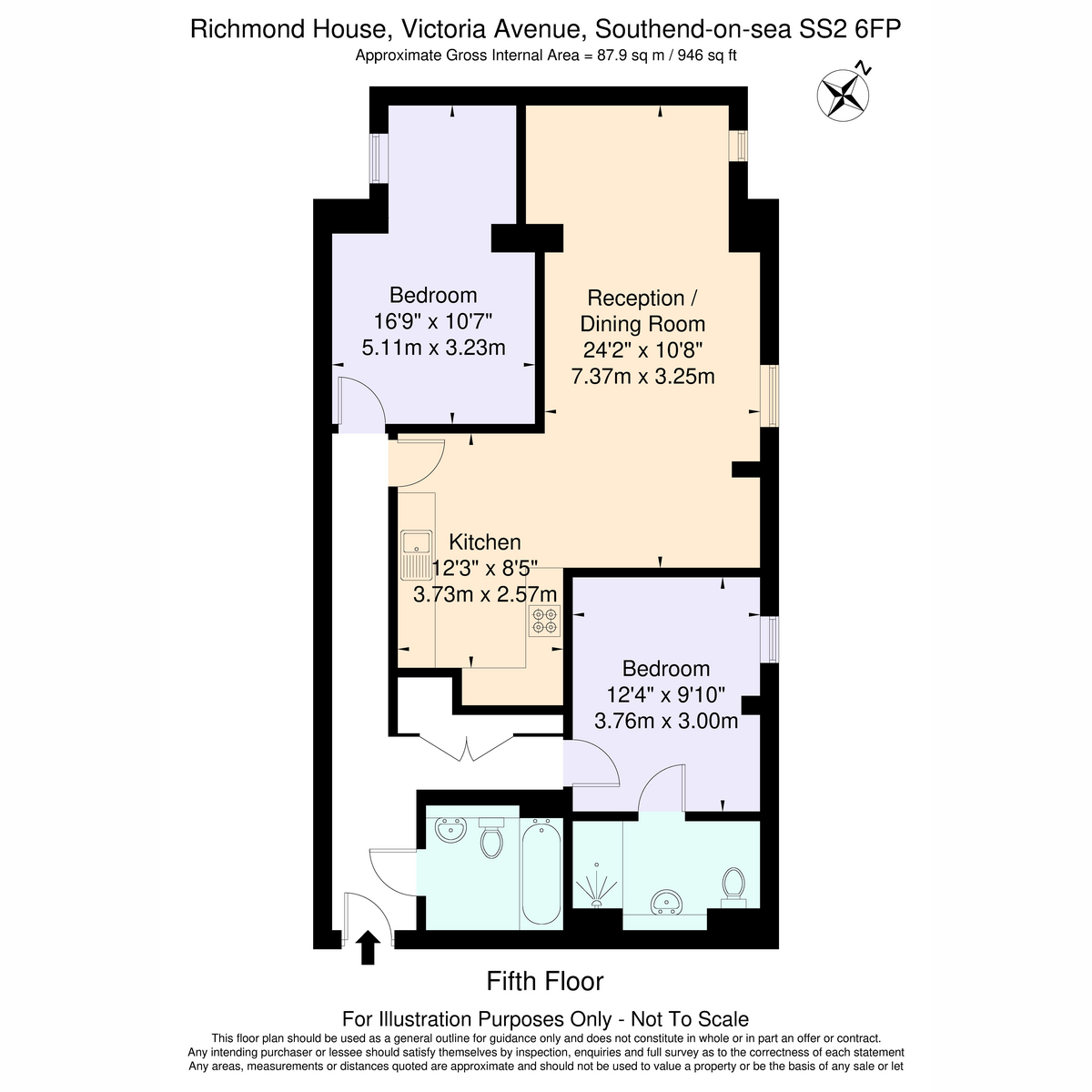 Flat 37, Richmond House 61-71, Victoria Avenue, Southend-on-sea floorplan