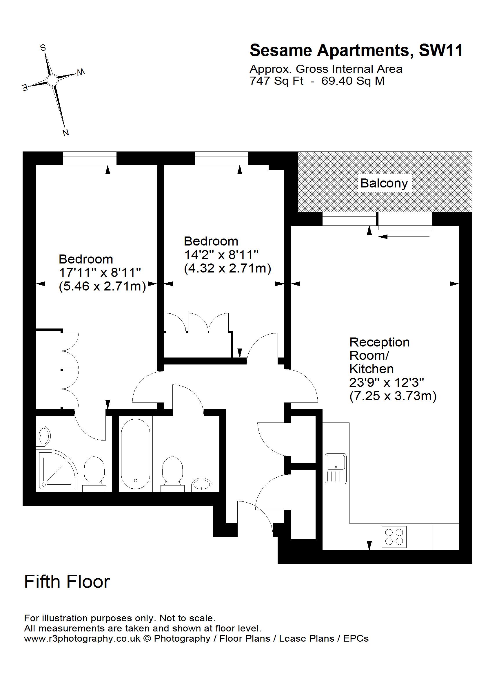 2 Bedrooms Flat to rent in Holman Road, London SW11