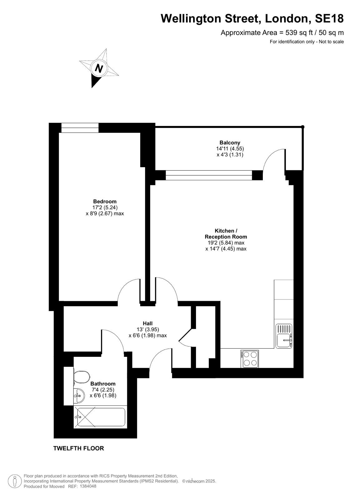 Flat 1201, Golding Lodge, 45, Wellington Street, London floorplan