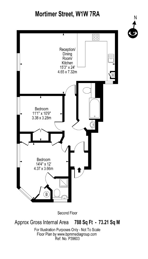 Flat 2, 90, Mortimer Street, London floorplan