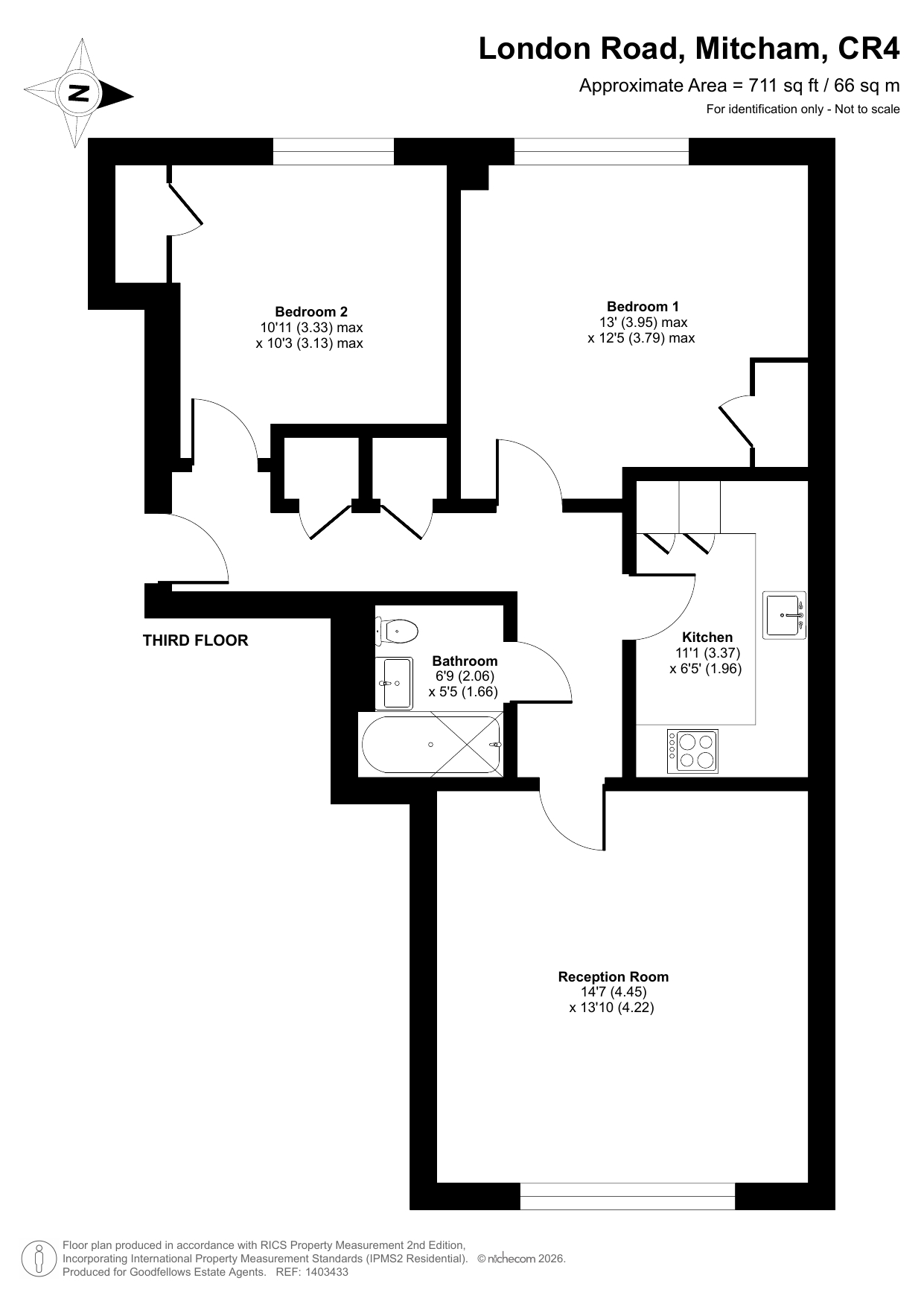 Flat 18, Churchill House, 184, Tooting Borders, Mitcham floorplan