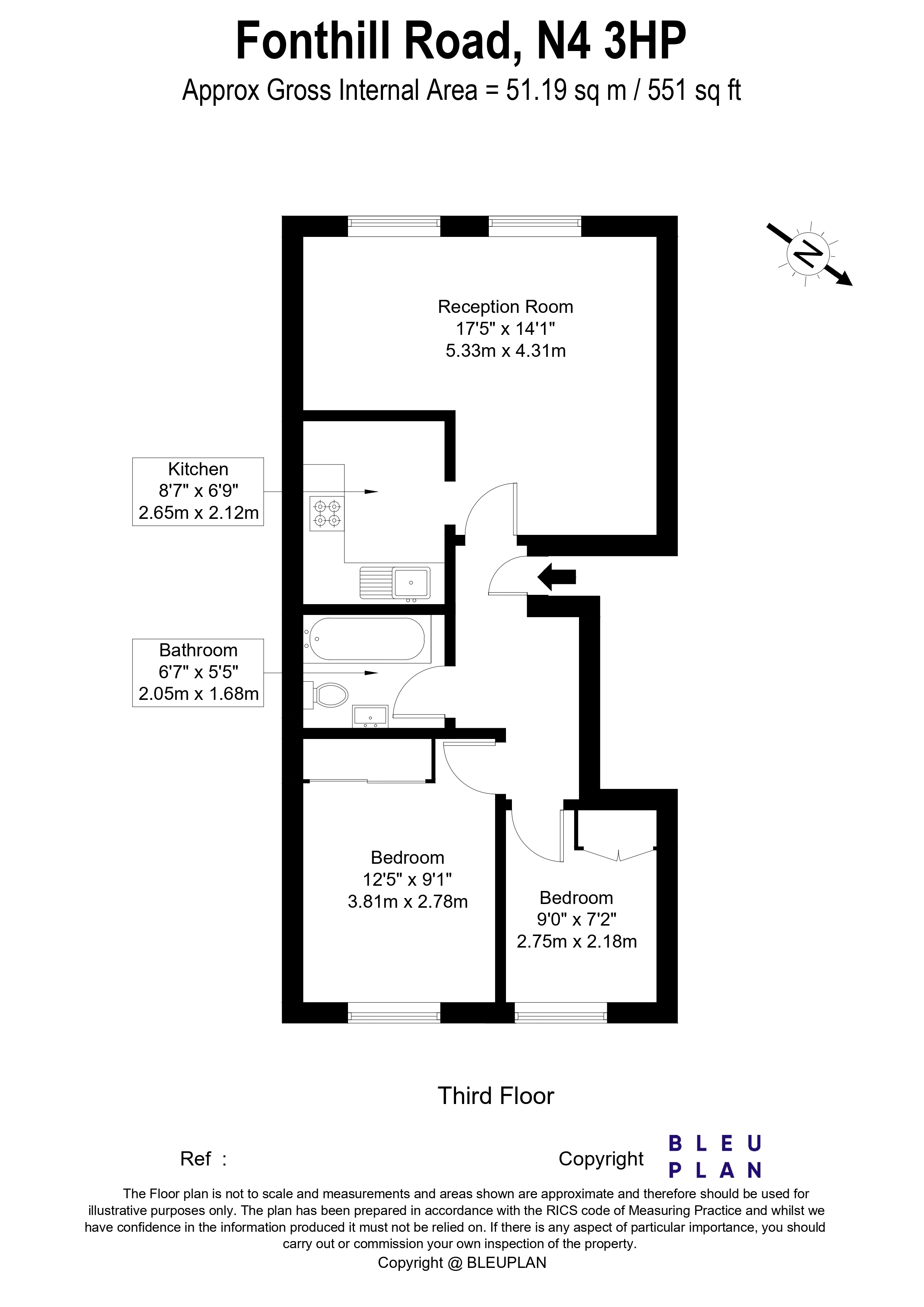 Flat E, 154, Fonthill Road, Finsbury Park floorplan