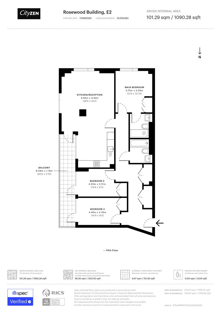 19, Rosewood Building, Cremer Street, London floorplan