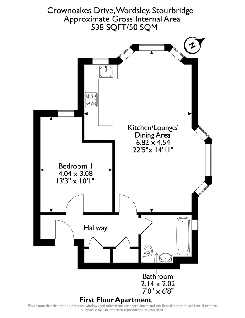 Crownoakes Drive, Wordsley, Stourbridge DY8, 1 bedroom flat for sale