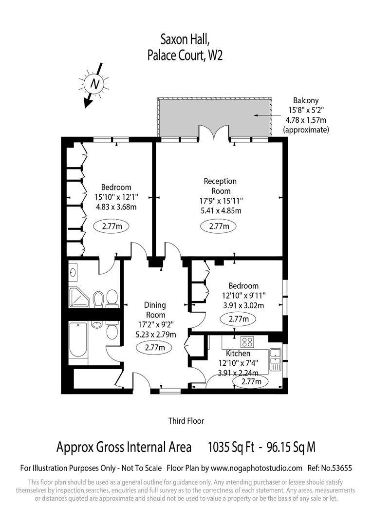 Flat 14, Saxon Hall, Palace Court, London floorplan