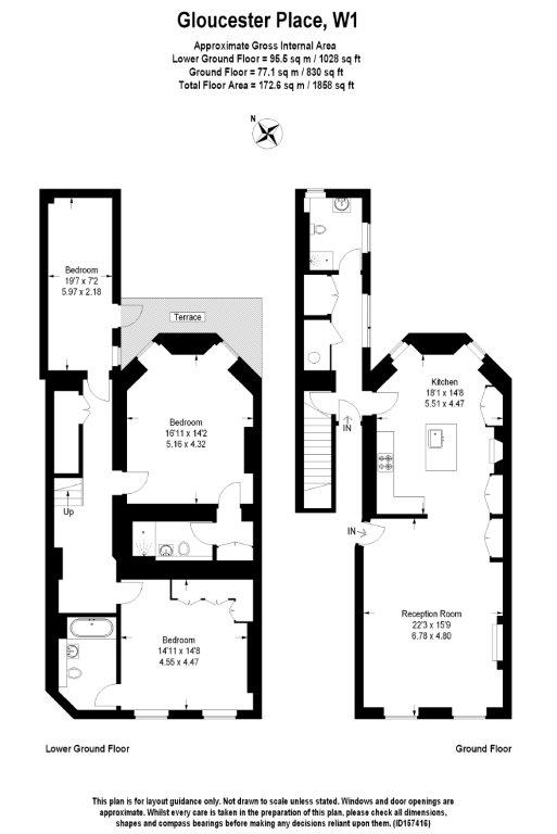 Flat 1, 58, Gloucester Place, London floorplan
