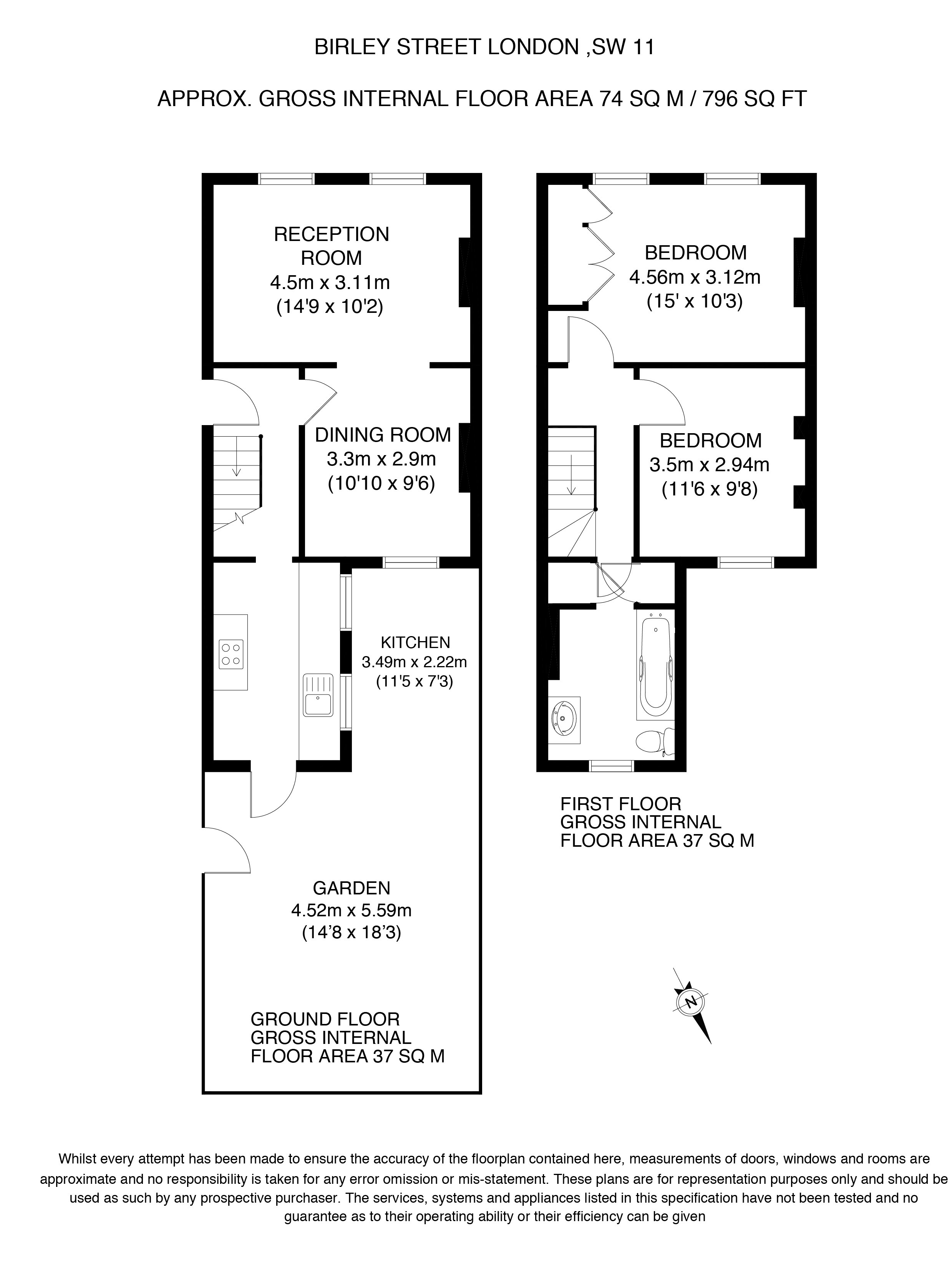 2 Bedrooms  to rent in Birley Street, Battersea SW11