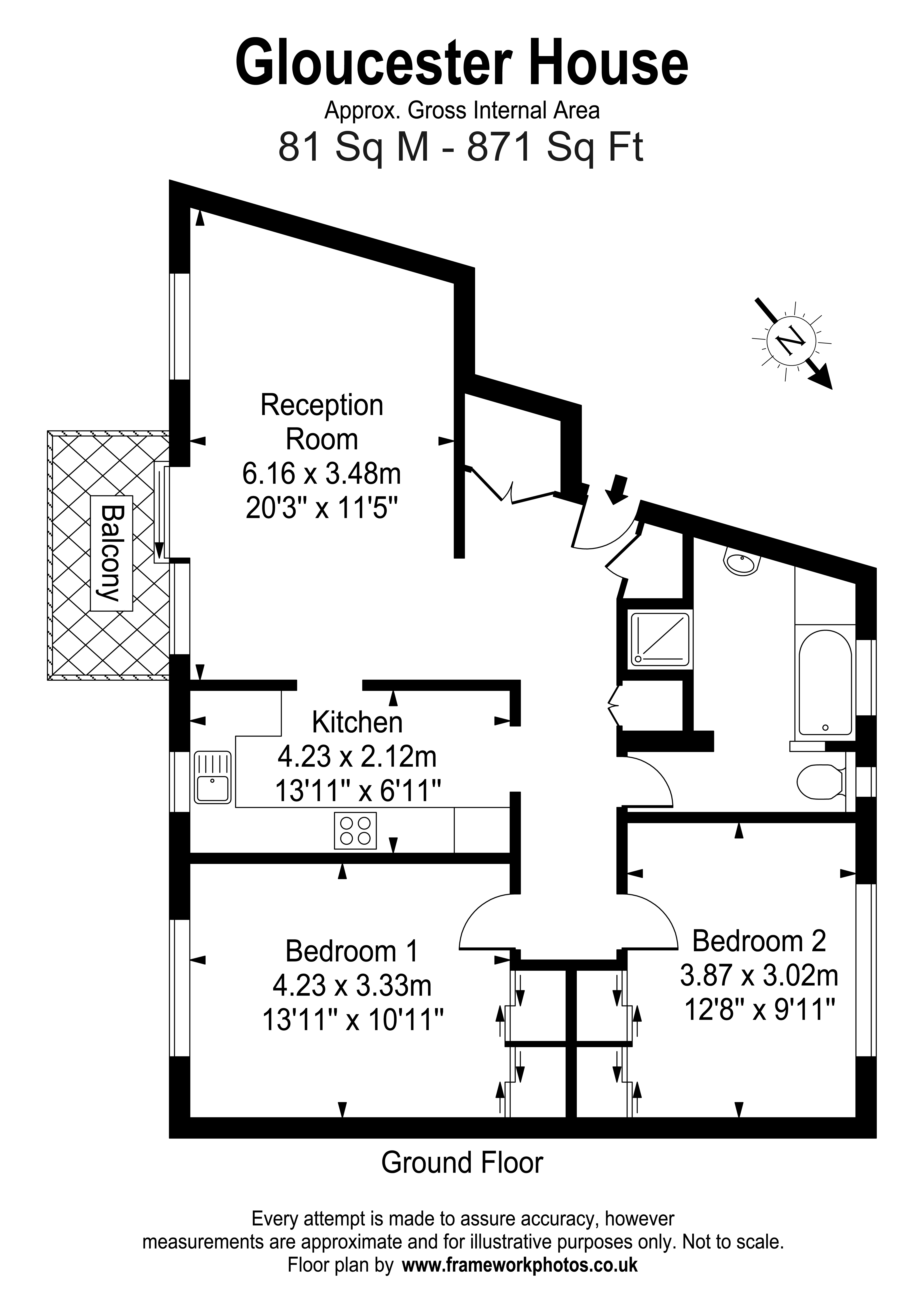 Gloucester House, Sheen Road, Richmond TW10, 2 bedroom flat for sale