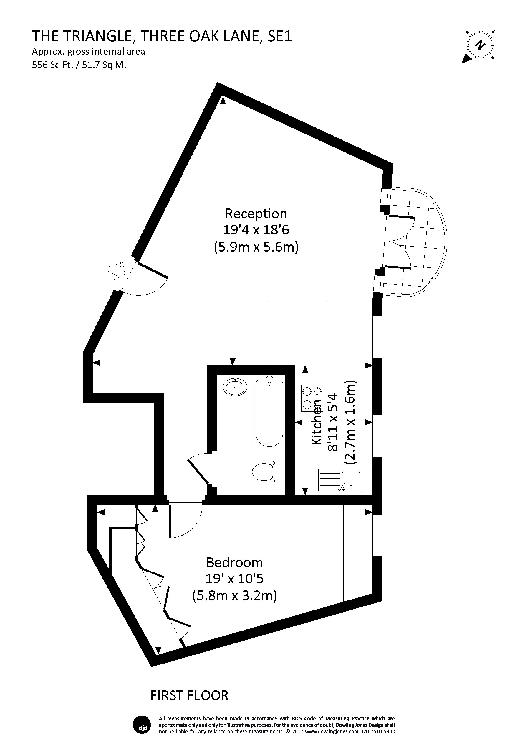 1 Bedrooms Flat to rent in The Triangle, Three Oak Lane, London SE1