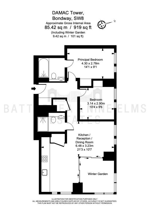 0402 DAMAC, 67 Bondway, London floorplan