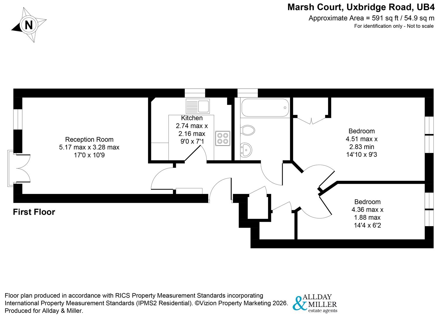 Flat 3, Marsh Court, 561 Uxbridge Road, Hayes floorplan