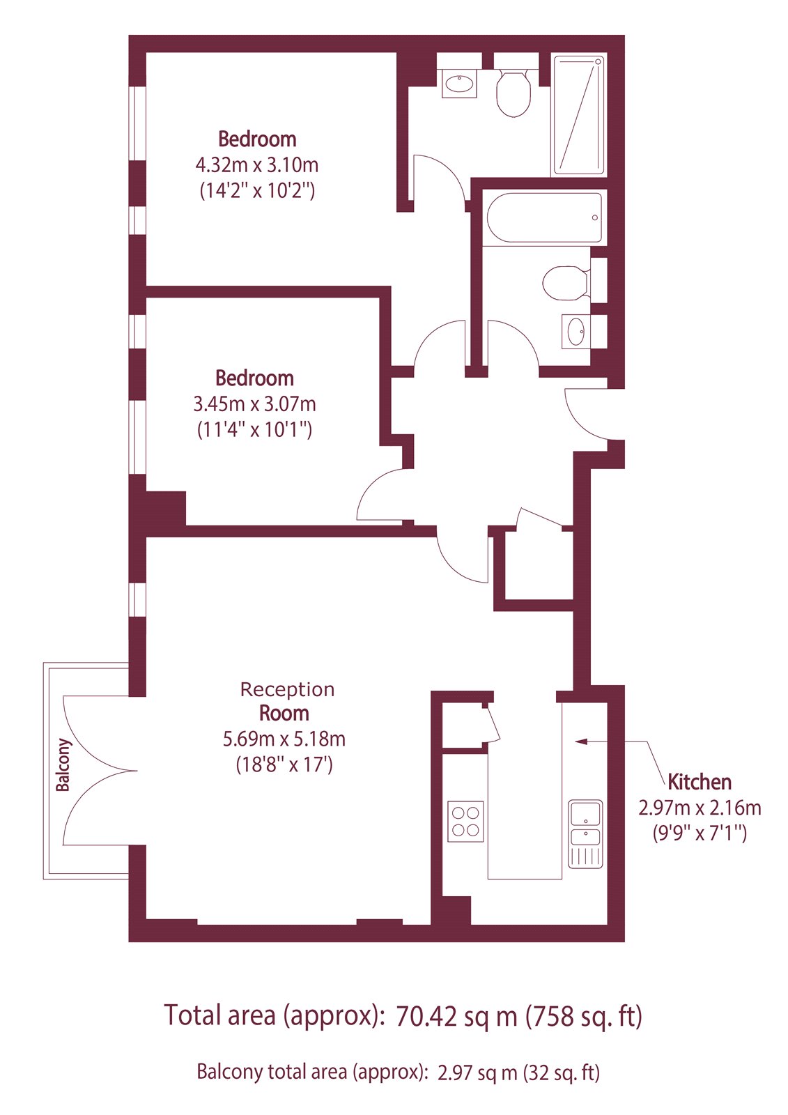 Flat 5,, Grosvenor Court, London floorplan
