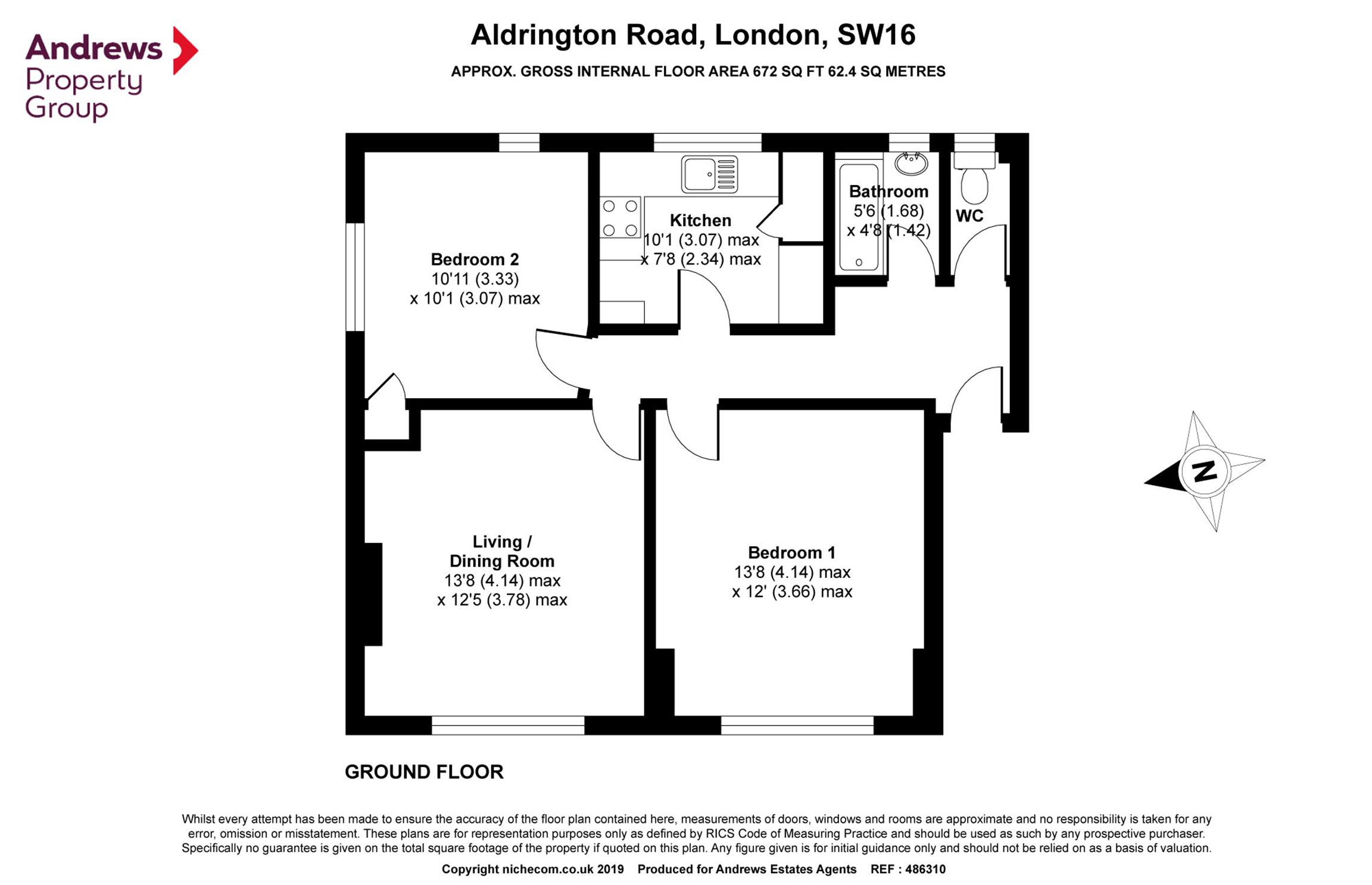 2 Bedrooms Flat for sale in Aldrington Rd, London SW16