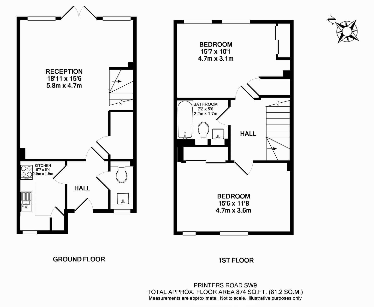 2 Bedrooms Flat to rent in Printers Road, Stockwell, Clapham, London SW9