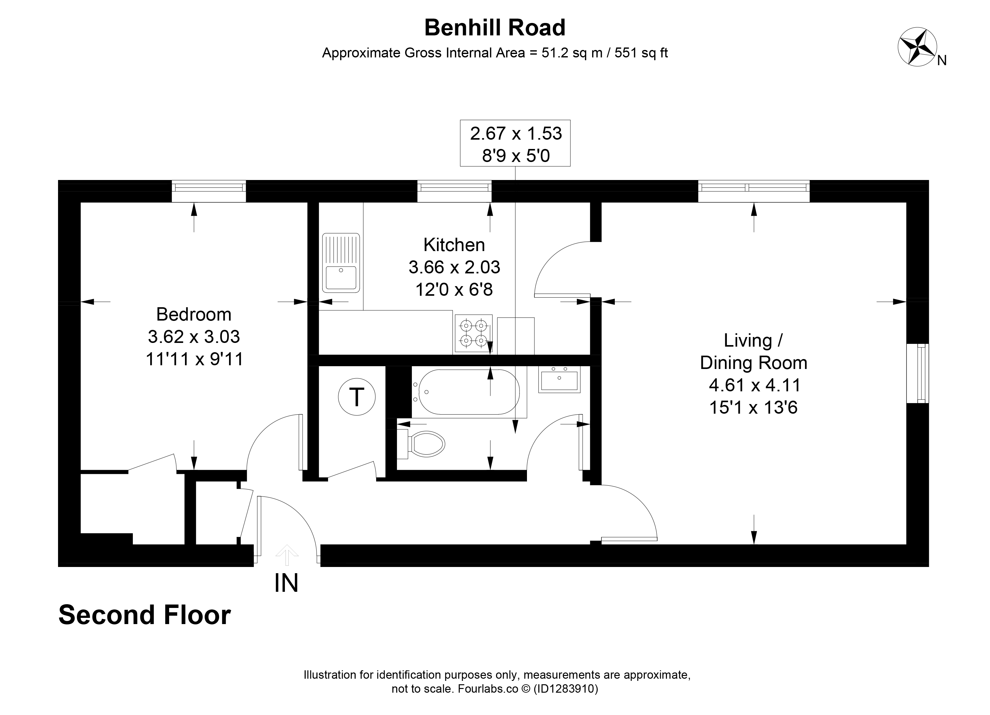 Flat 14, 110, Benhill Road, Sutton floorplan