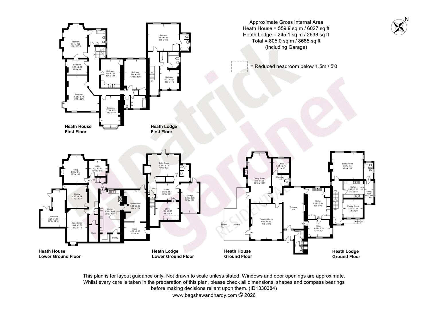 Heath House & Heath Lodge, Headley Common Road, Headley floorplan