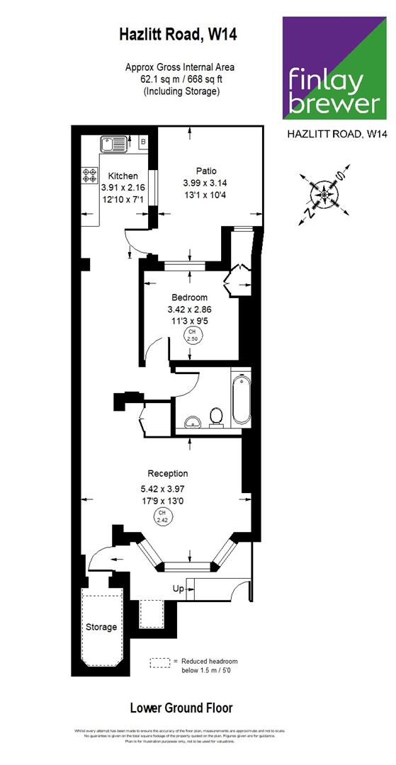 Basement Flat, 5, Hazlitt Road, London floorplan