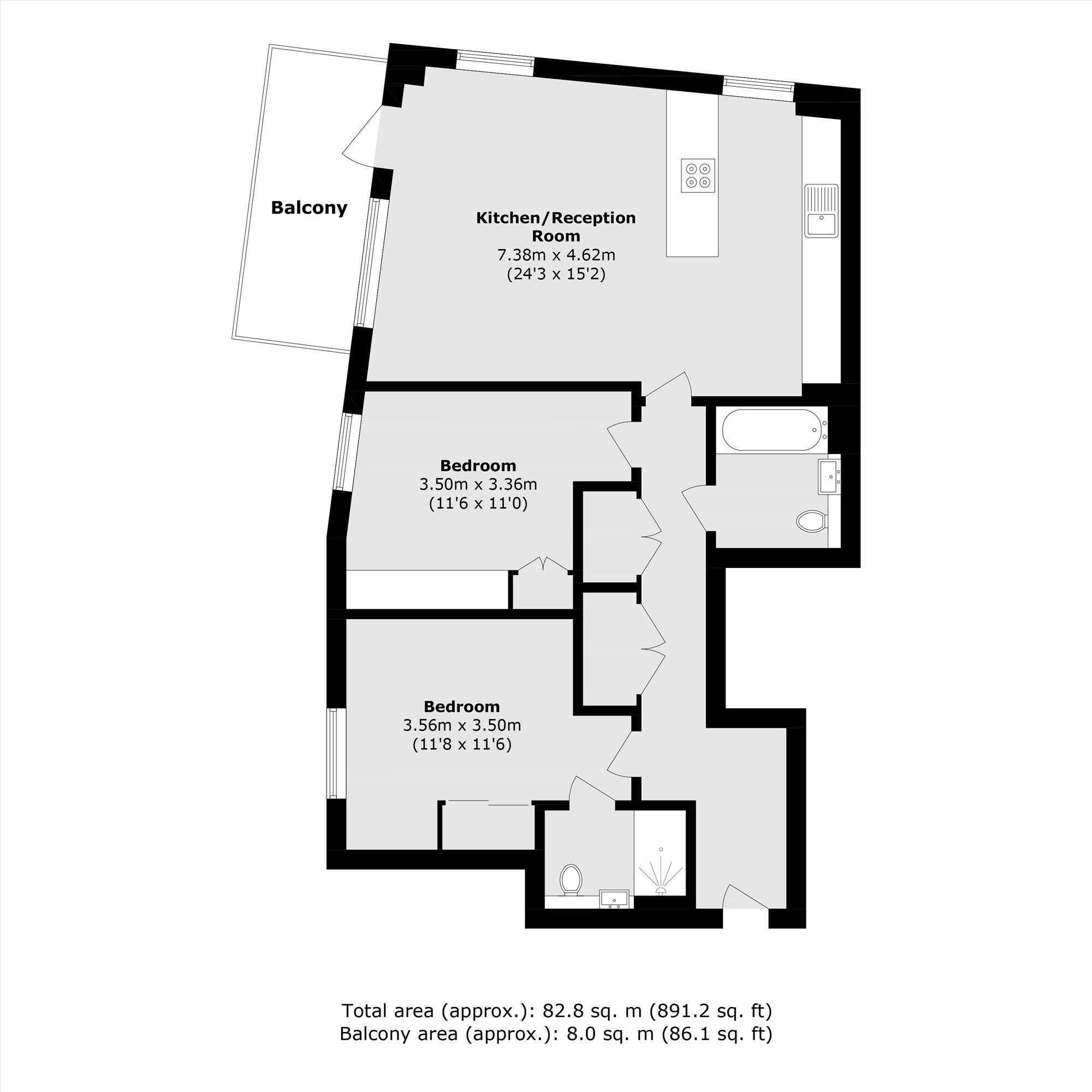 Flat 404, Fiske Villas, 27, West Parkside, London floorplan