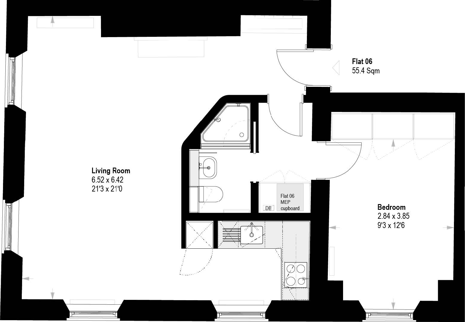 Apartment 6, 65, Harley Street, Marylebone floorplan