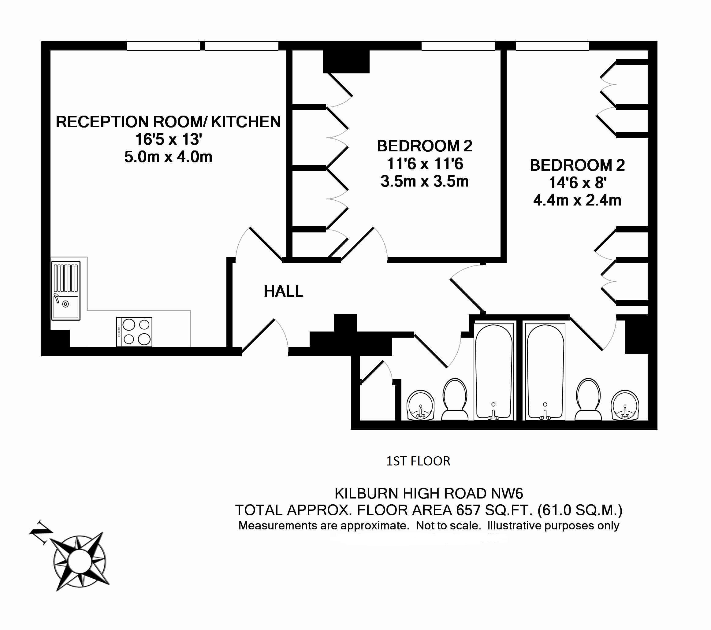 2 Bedrooms Flat to rent in Kilburn High Road, Kilburn NW6