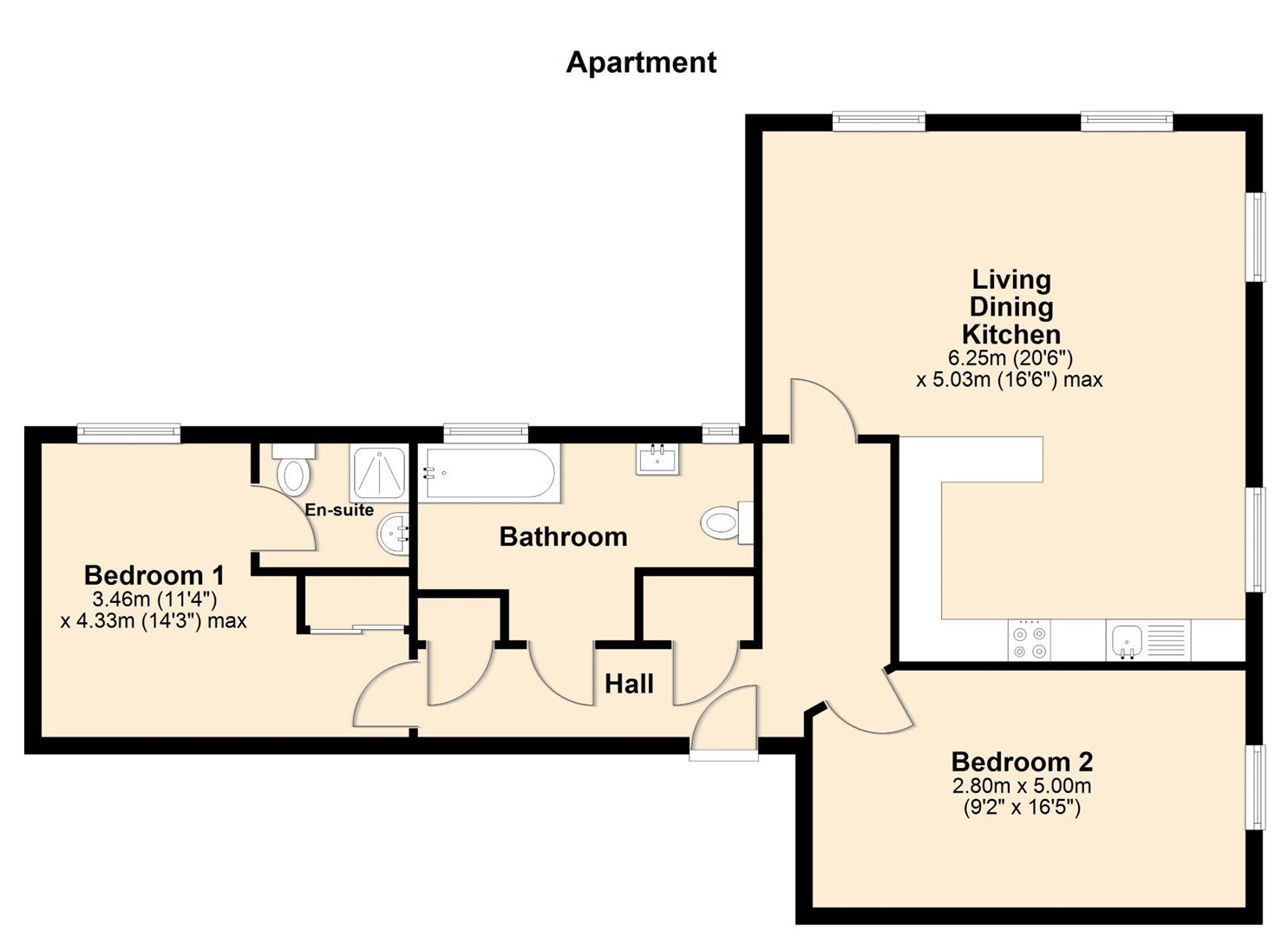 Apt 20, Worsley House, 894 Hessle Road, Hull floorplan