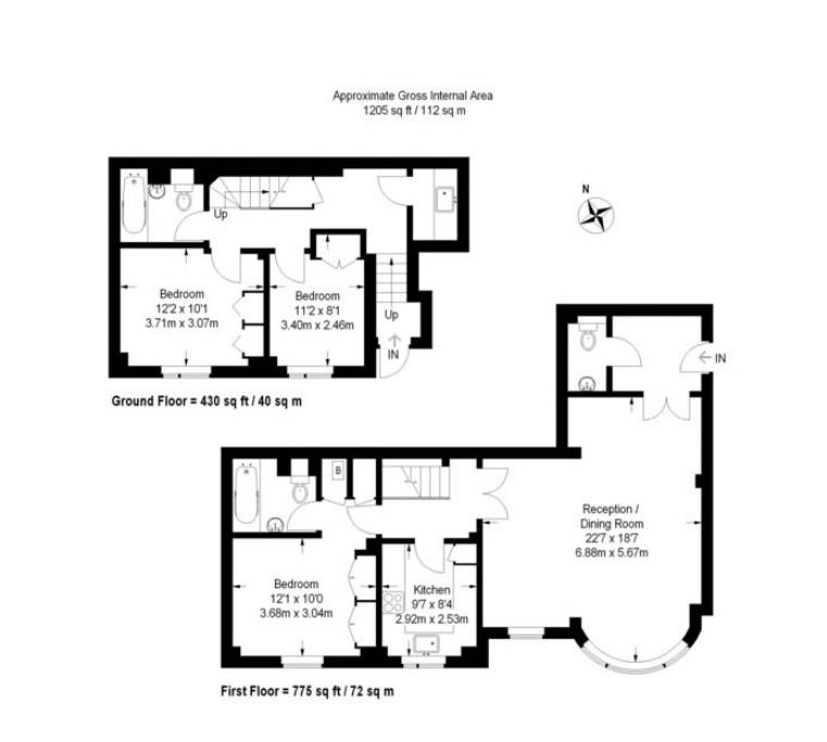 Flat 1 Florence House (Gnd/1st Floor), 33-37, Palace Gate, London floorplan