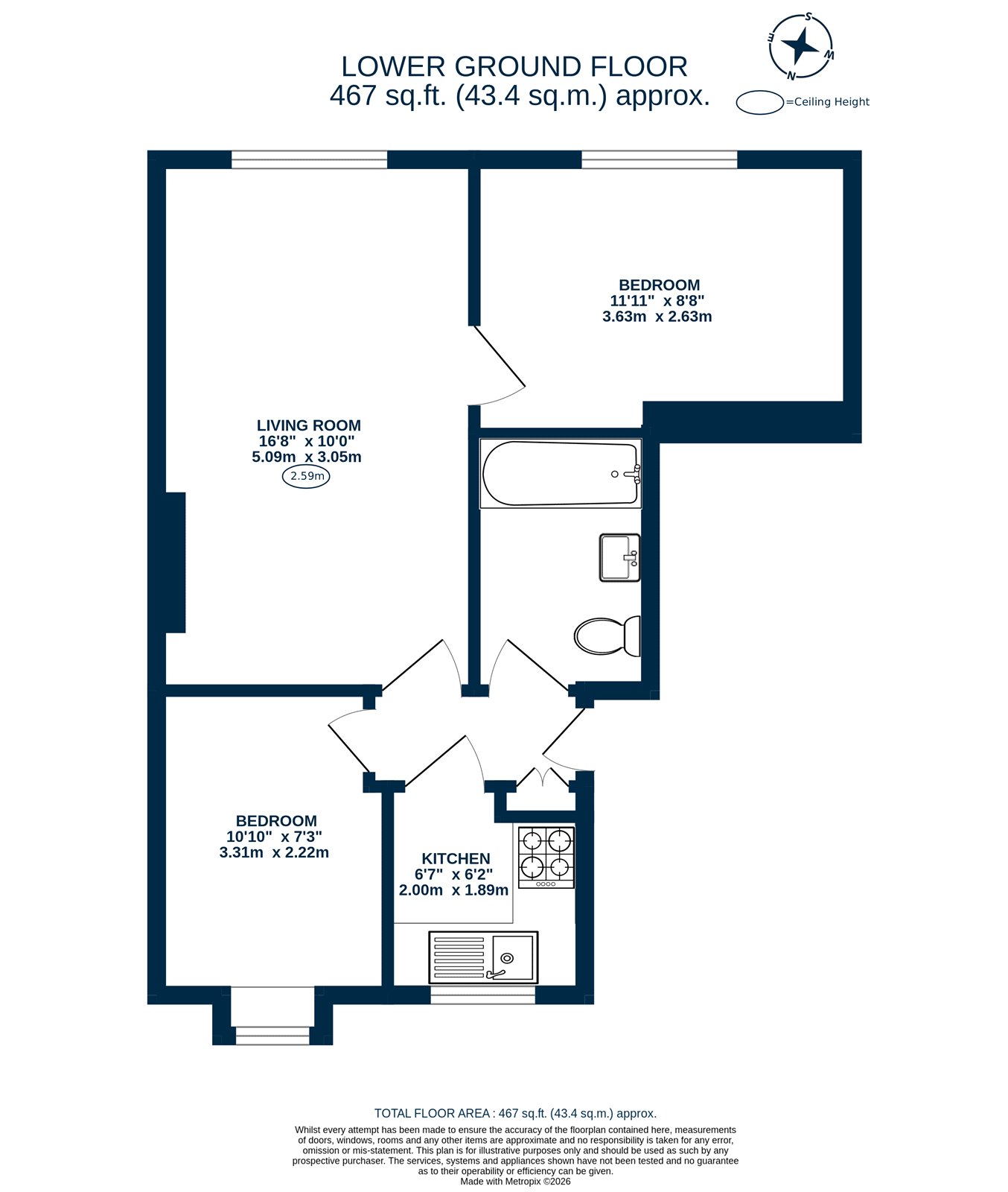 Flat 2 Hillsborough Court,, Mortimer Crescent, London floorplan