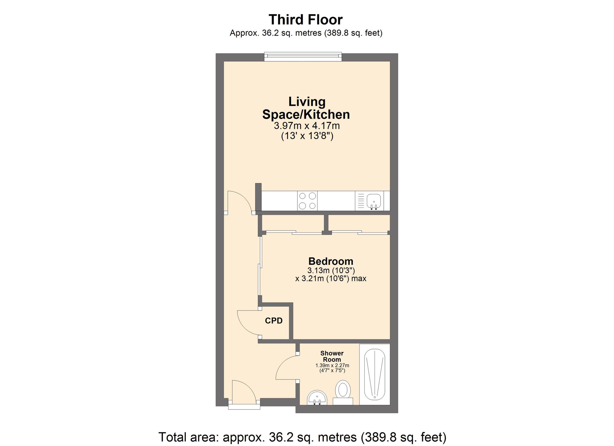 Apt 409, Q4 Apartments, Sheffield floorplan