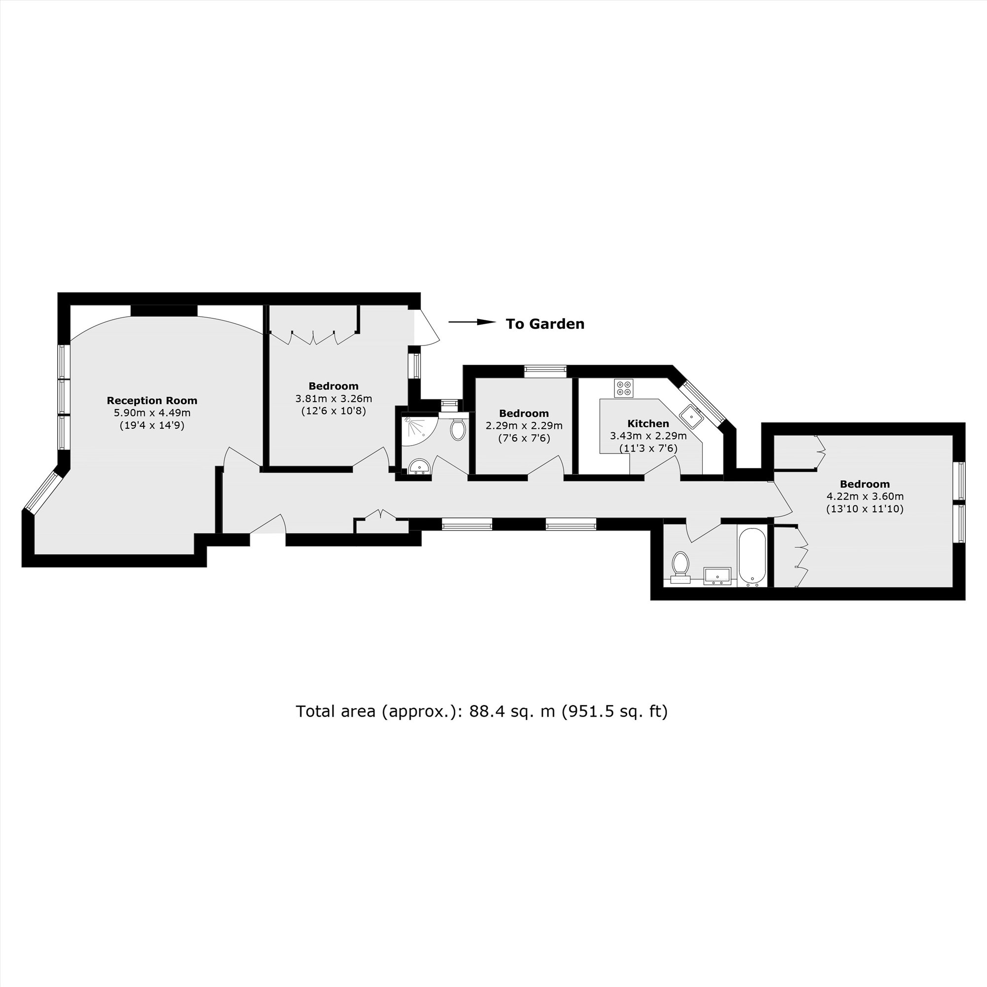 Ground Floor Flat, 23, Cavendish Gardens, London floorplan