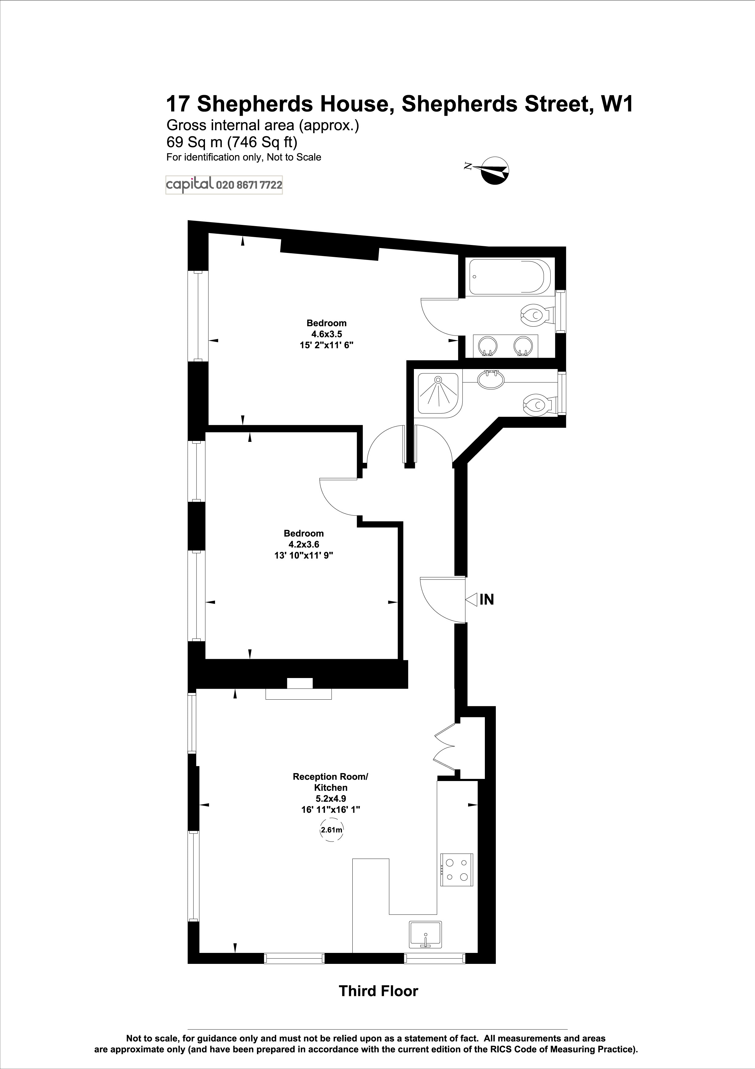 Shepherds House, Shepherd Street, Mayfair, London W1J, 2 bedroom flat