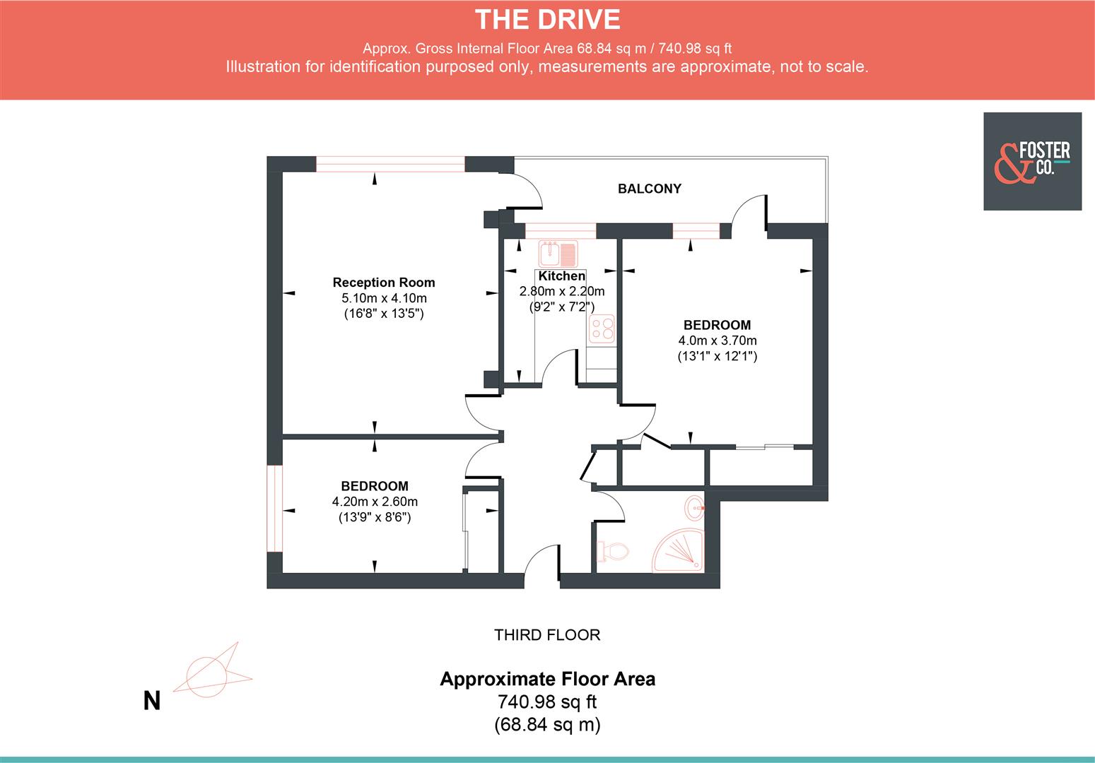 Flat 14, Grove Court, 37-39 The Drive, Hove floorplan