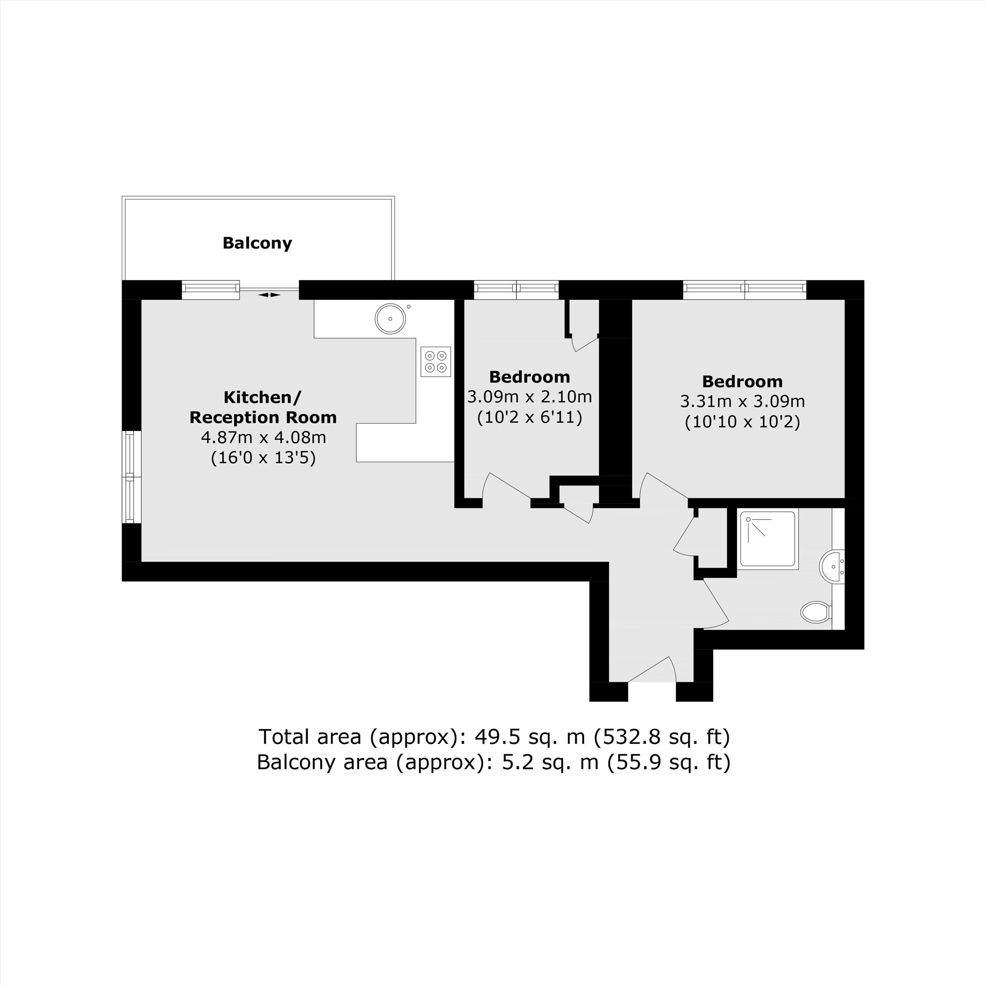Flat 51, March Court, Warwick Drive, London floorplan