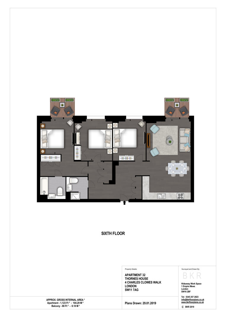 Apt 32, Thornes House, 6-8 Charles Clowes Walk, London floorplan