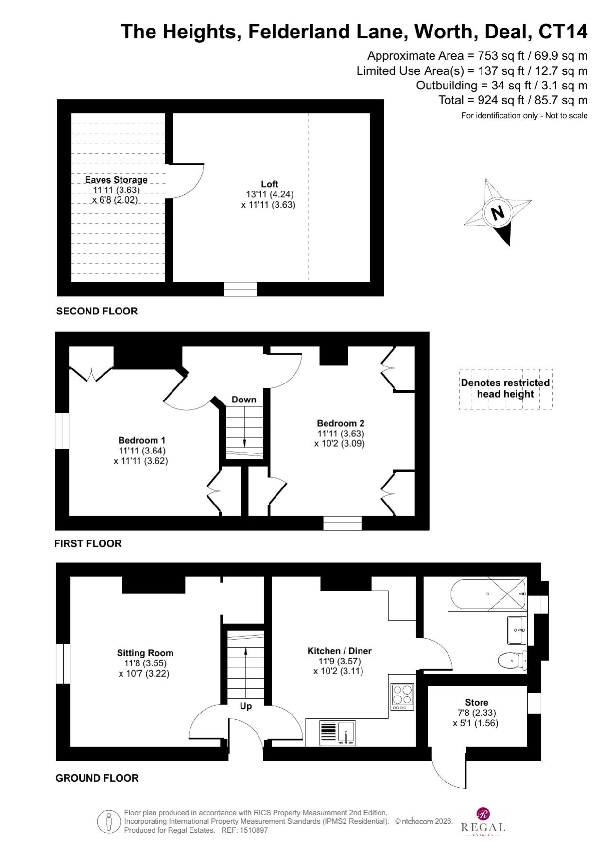 2, The Heights Felderland Lane, Worth, Deal floorplan