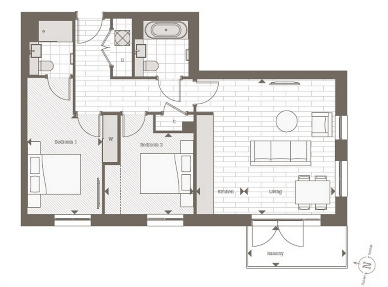 2 Bedrooms Flat to rent in Bath House Court, Smithfield Square, Hornsey High Street, Hornsey N8