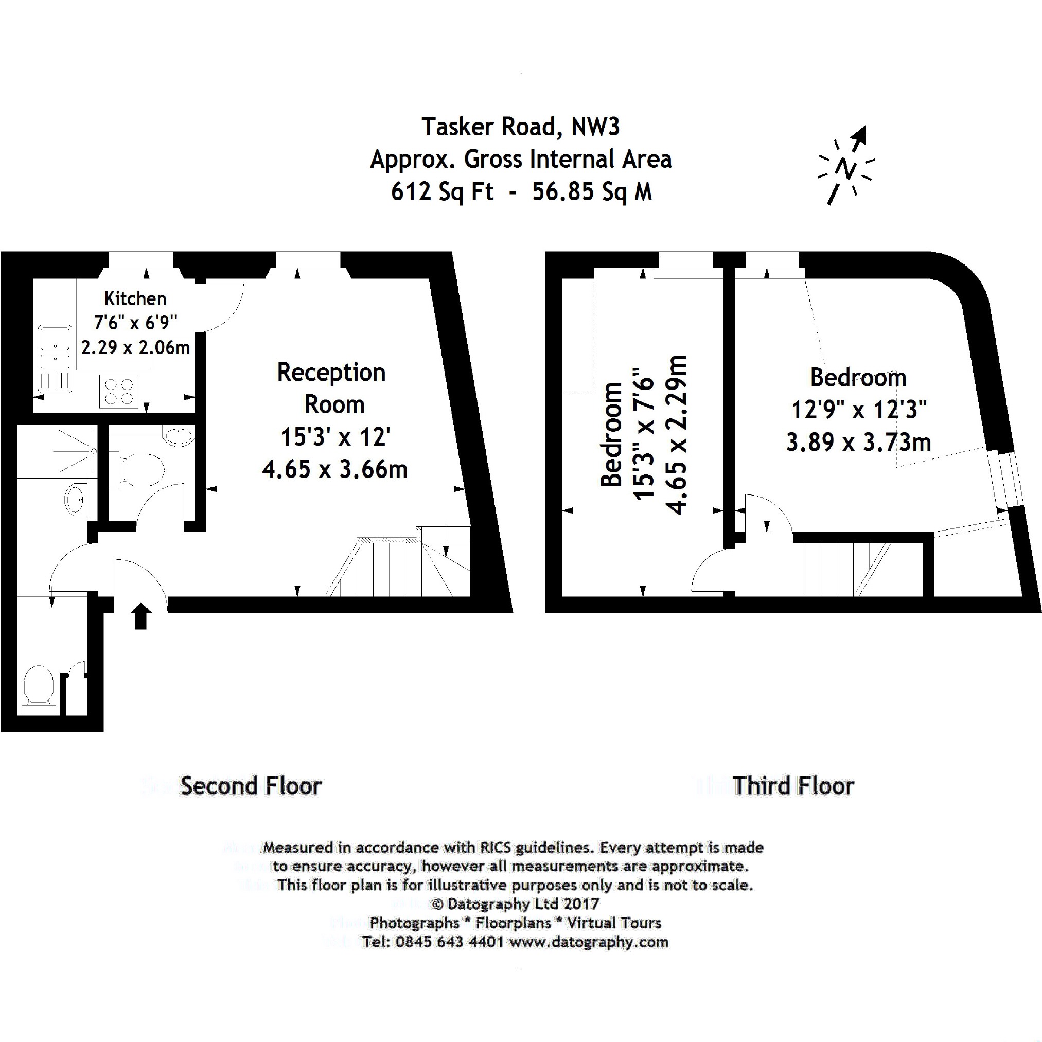 2 Bedrooms Flat to rent in Tasker Road, Belsize Park, London NW3