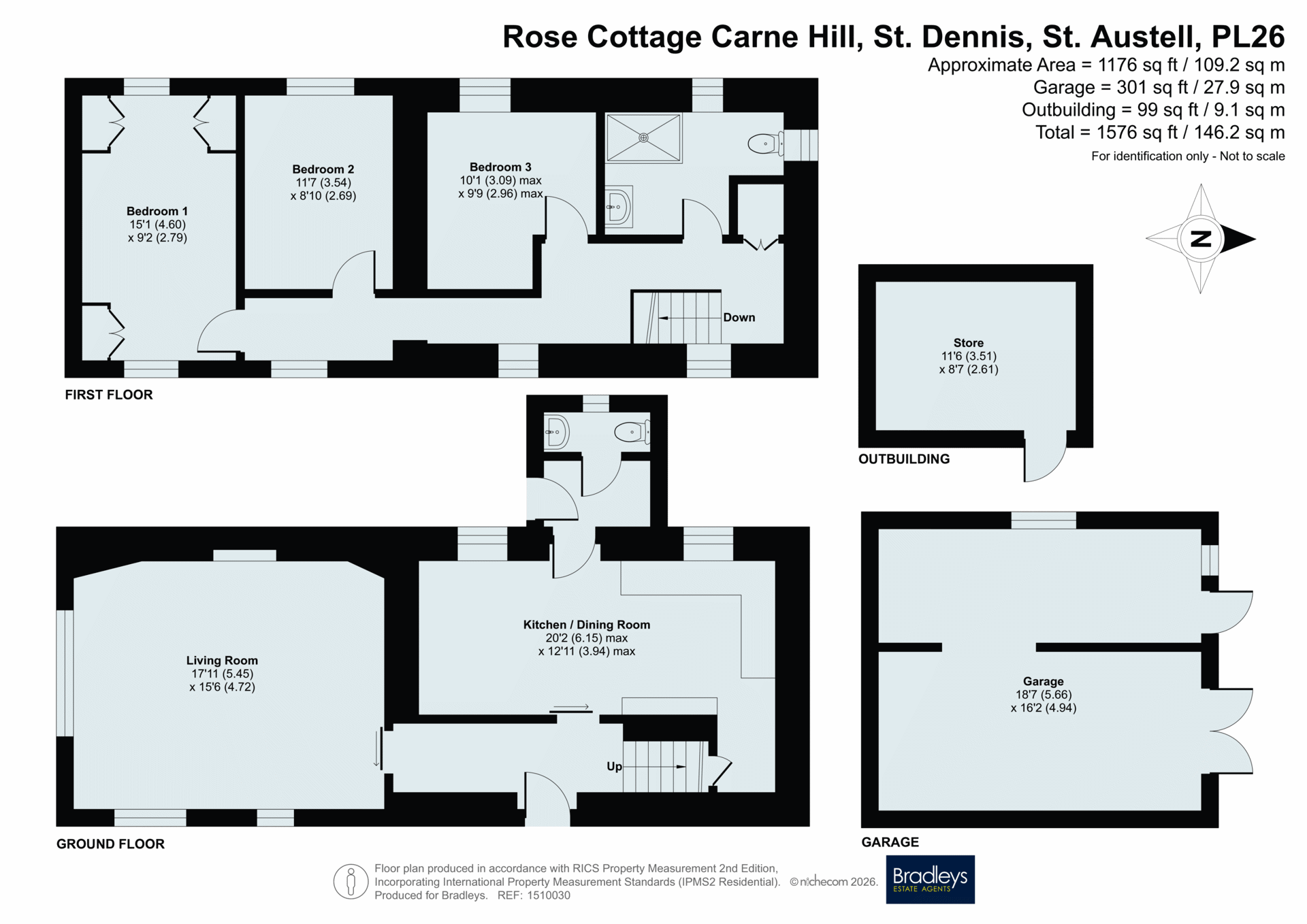 Rose Cottage Carne Hill, St. Dennis St. Austell Cornwall, Cornwall floorplan