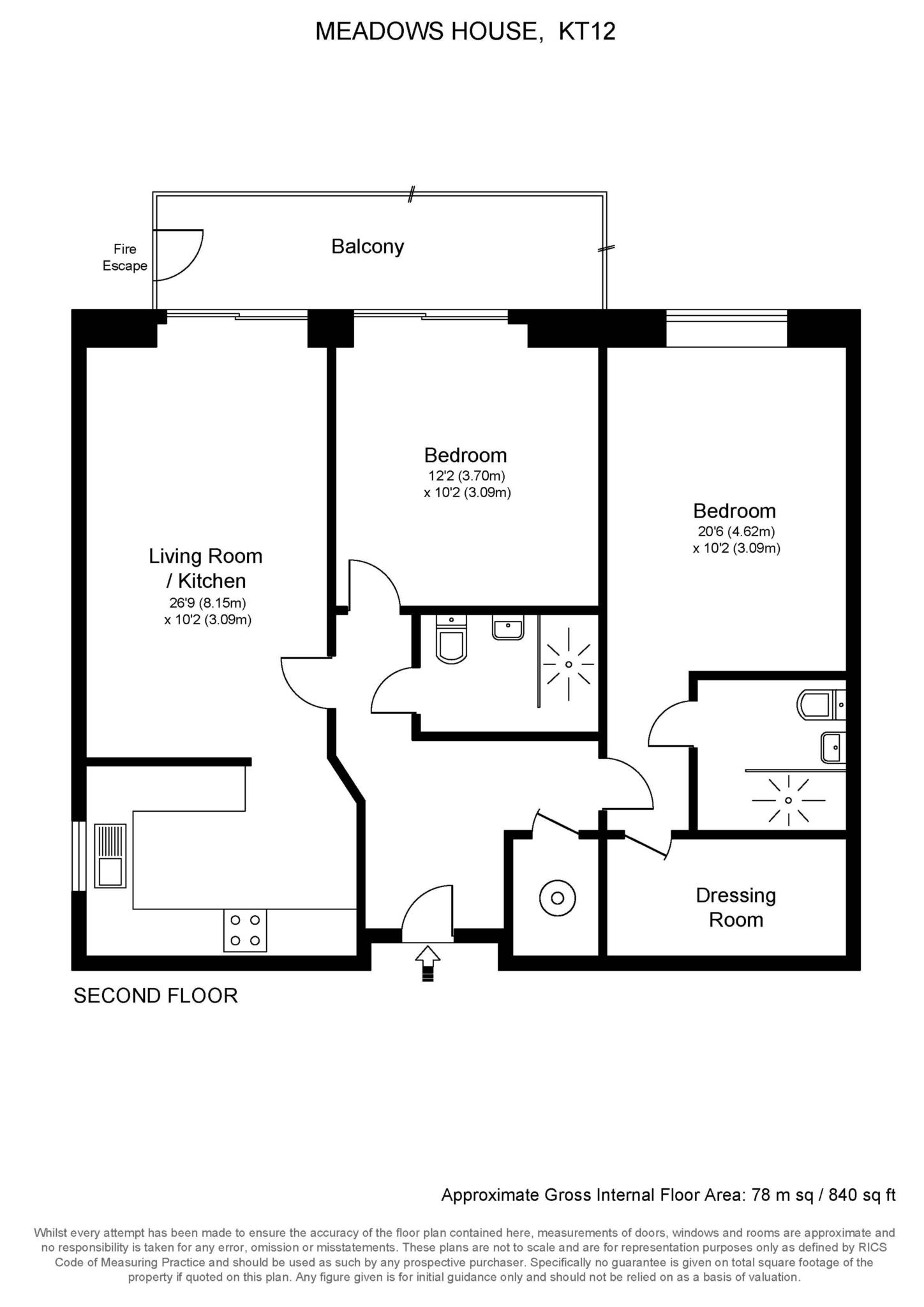 15 Meadows House, New Zealand Avenue, Walton On Thames floorplan