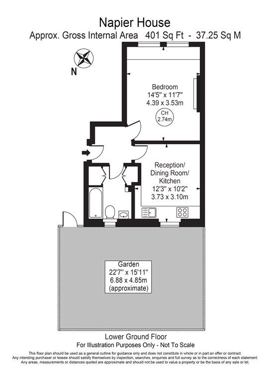 Flat 1 Napier House, 51, Riding House Street, London floorplan