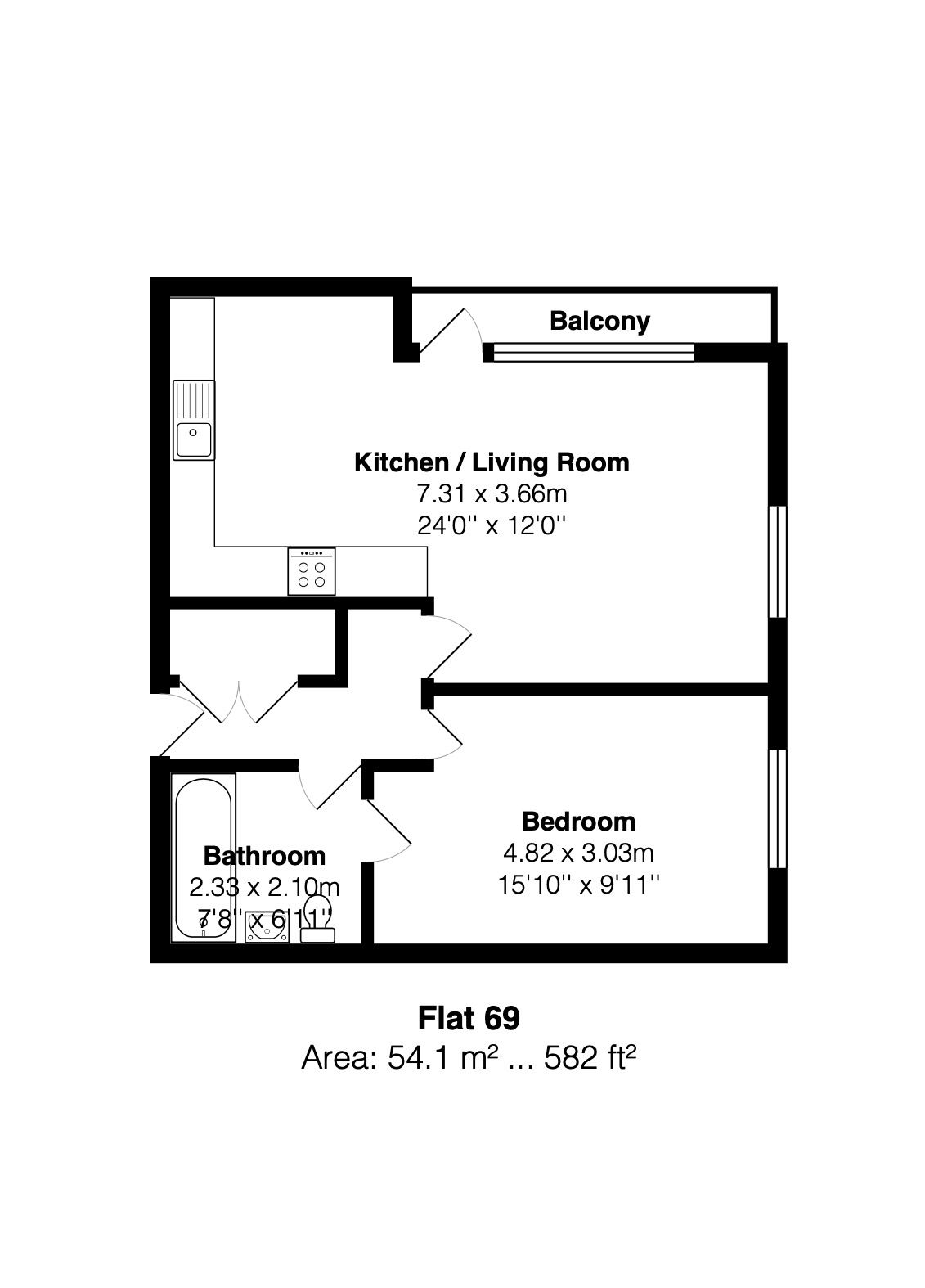 Flat 69, Embankment House, Brighton floorplan