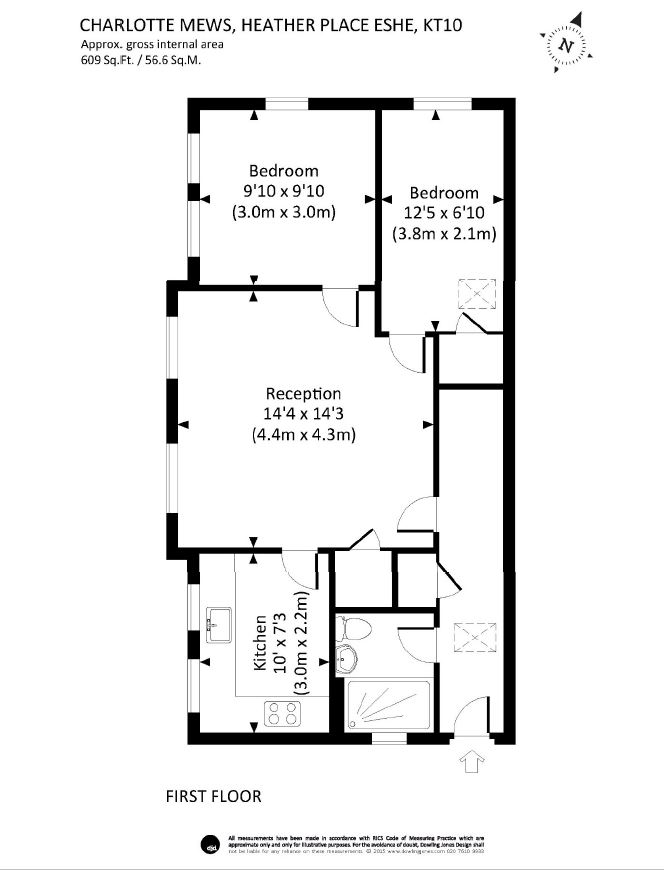 2 Bedrooms Flat to rent in Charlotte Mews, Heather Place KT10