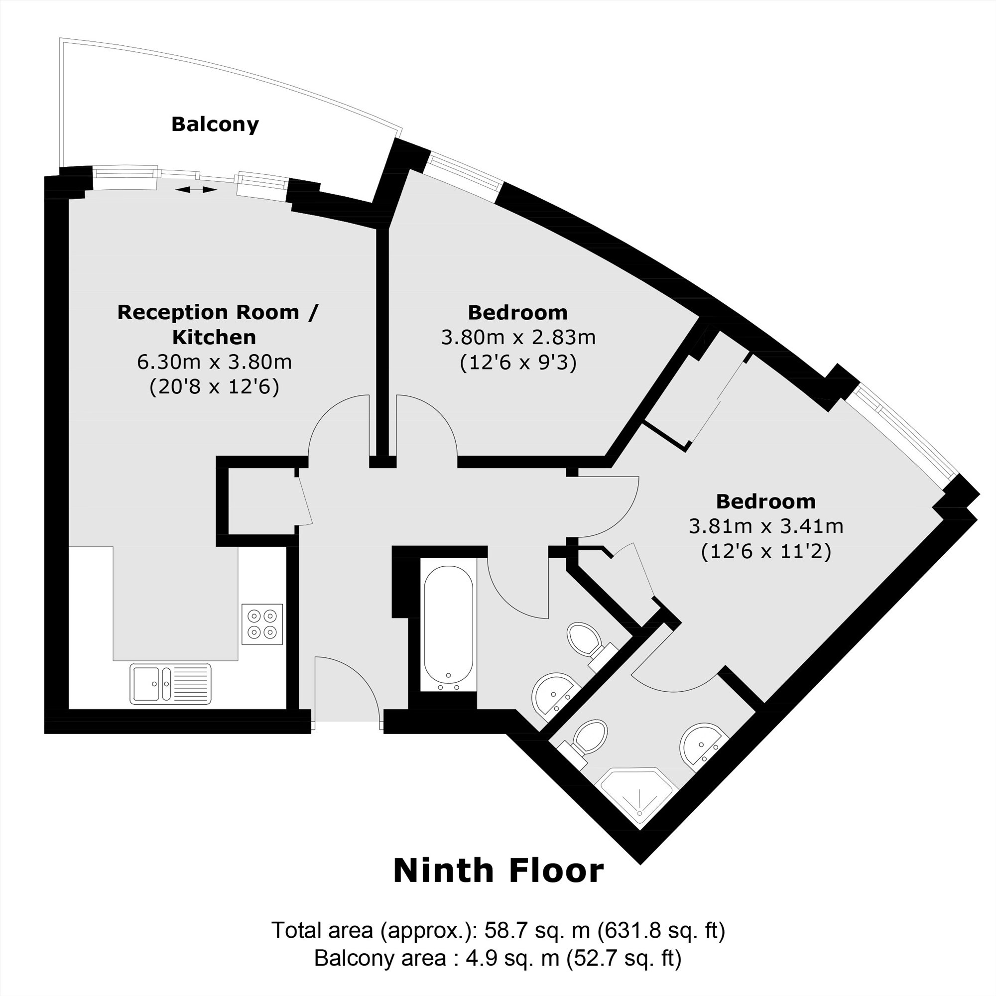 Flat 162, Trentham Court, Victoria Road, London floorplan