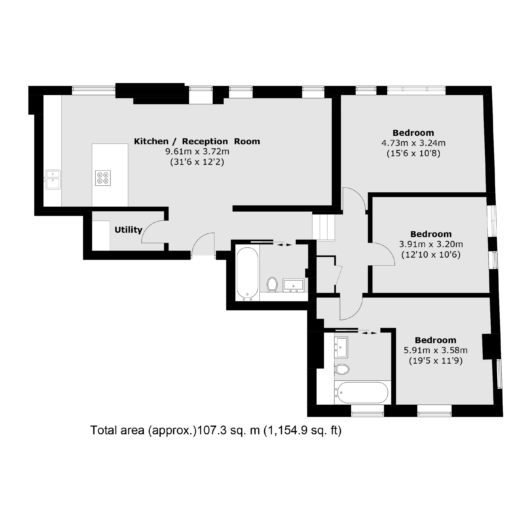 Flat 3, Thornton Heights, Thornton Road, Wimbledon floorplan