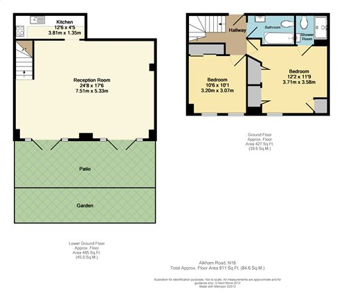 2 Bedrooms Flat to rent in Alkham Road, London N16
